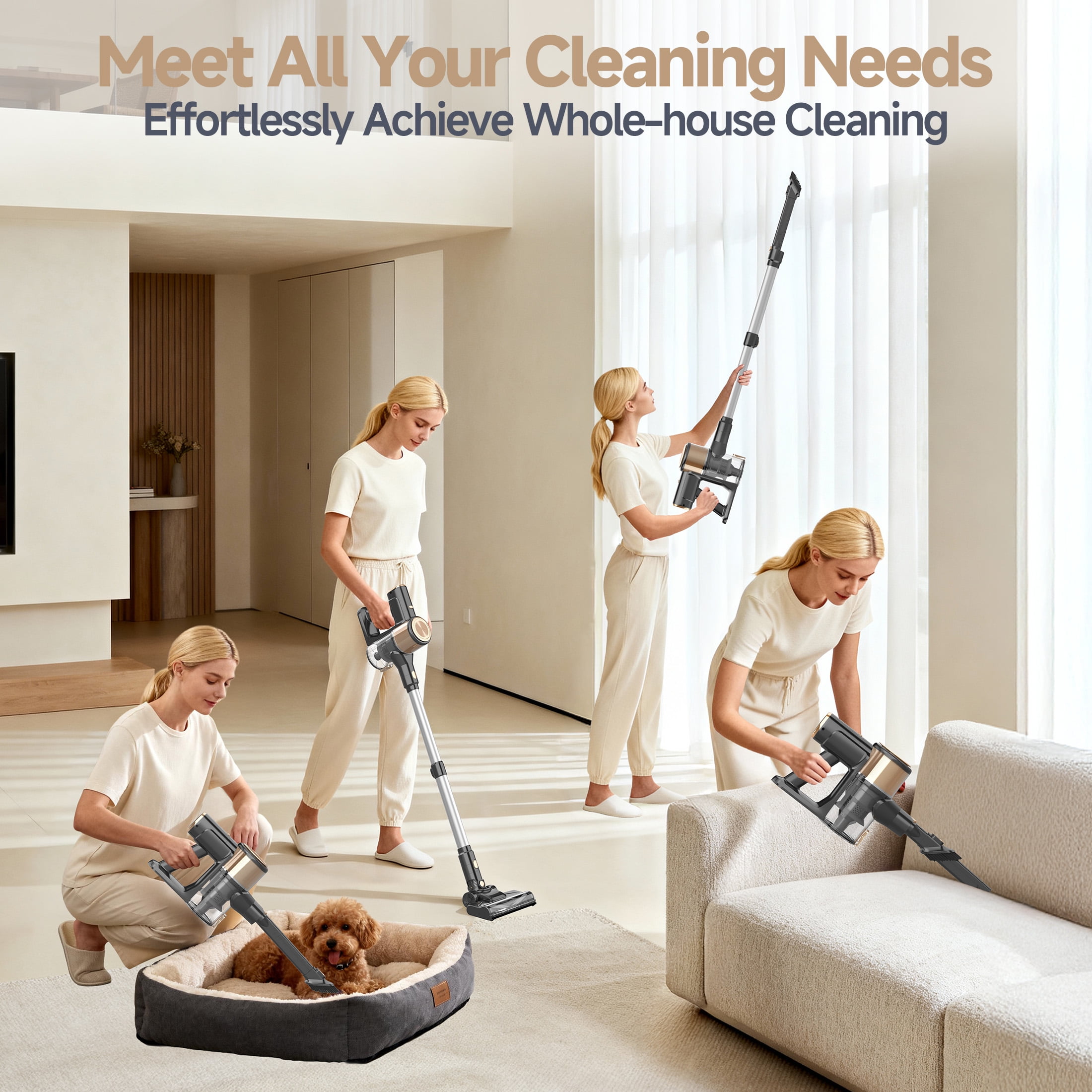 YOMA Cordless Vacuum Cleaner,Lightweight Handheld&Stick Vacuum for Home Hard Floor Carpet Pet Hair