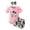 Pink, variant on mgoYE Little Sister Newborn Outfit Infant Summer Outfits Set Ruffle Sleeve Romper Floral Pants 3PCS Bodysuit Shorts Headband(Pink,9-12 Months)