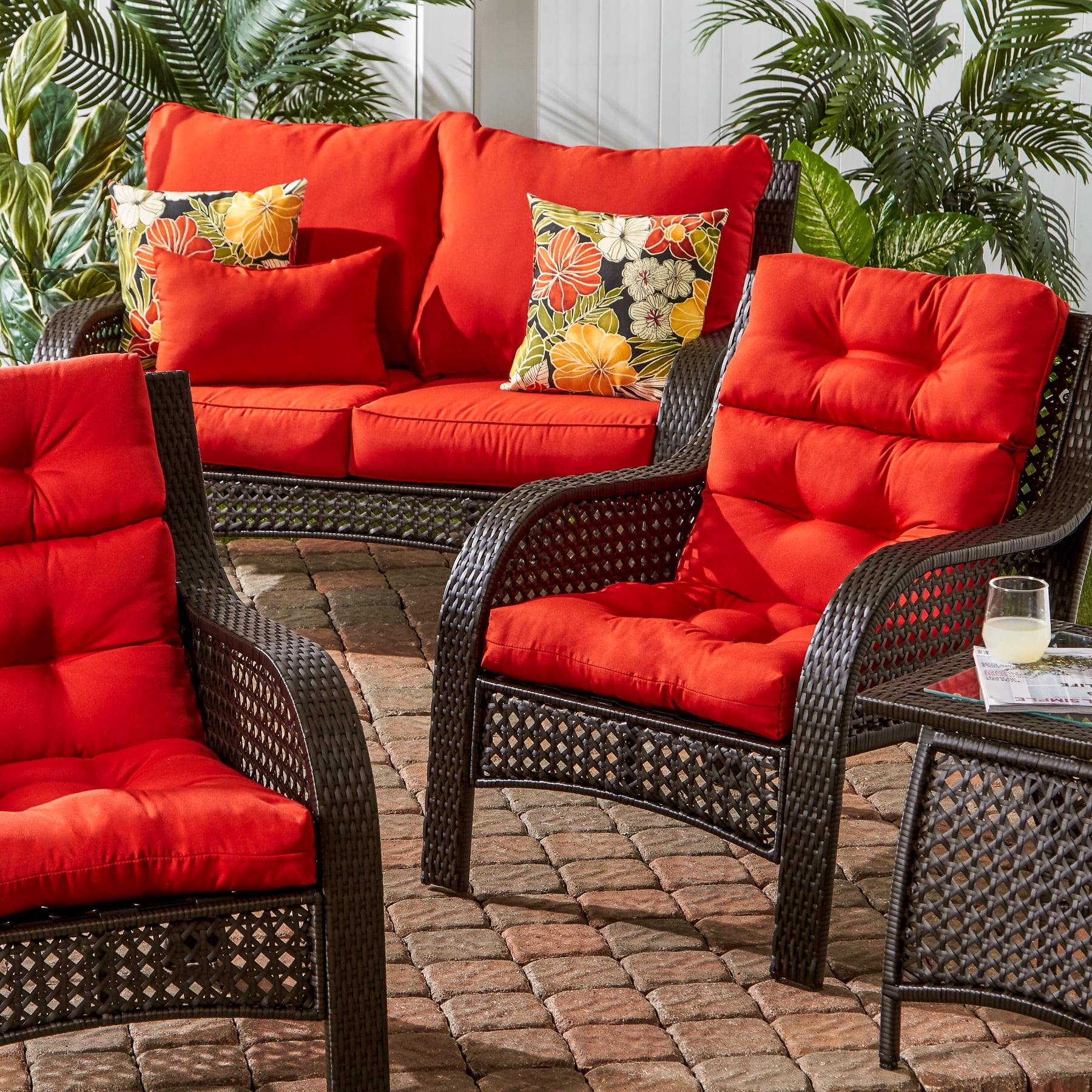 Greendale Home Fashions Outdoor 44'' x 22'' High Back Chair Cushion, Salsa