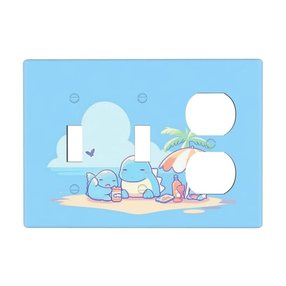 Cute Dinosaurs Switch Cover Decorative Wall Plate 3-Gang 2-Toggle 1-Duplex Standard Size