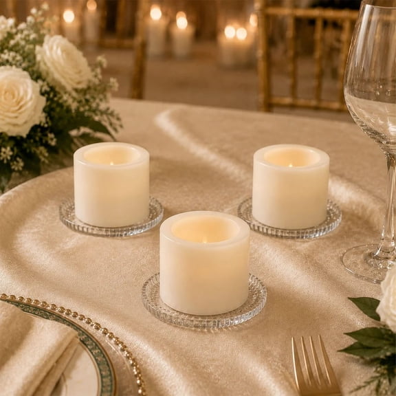 6 Ivory 3x3 in Flameless LED Pillar Candles Lights Real Wax with Flat Top