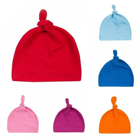 

6 Pcs/set Baby Hats Newborn Organic Cotton - Soft Knotted Cap for 0-6 Months Old Infants Boys and Girls