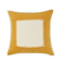 Ox Bay Stella 20" x 20" Yellow/Cream Bordered Cotton Adult Decorative Throw Pillow Cover