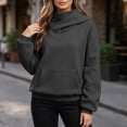 thumbnail image 6 of MaFYtyTPR Women's Cowl Neck Hoodie with Face Cover Casual Pullover Hooded Sweatshirt with Pocket Fall Winter Outdoor Warm Tops 01-Dark Gray S, 6 of 6
