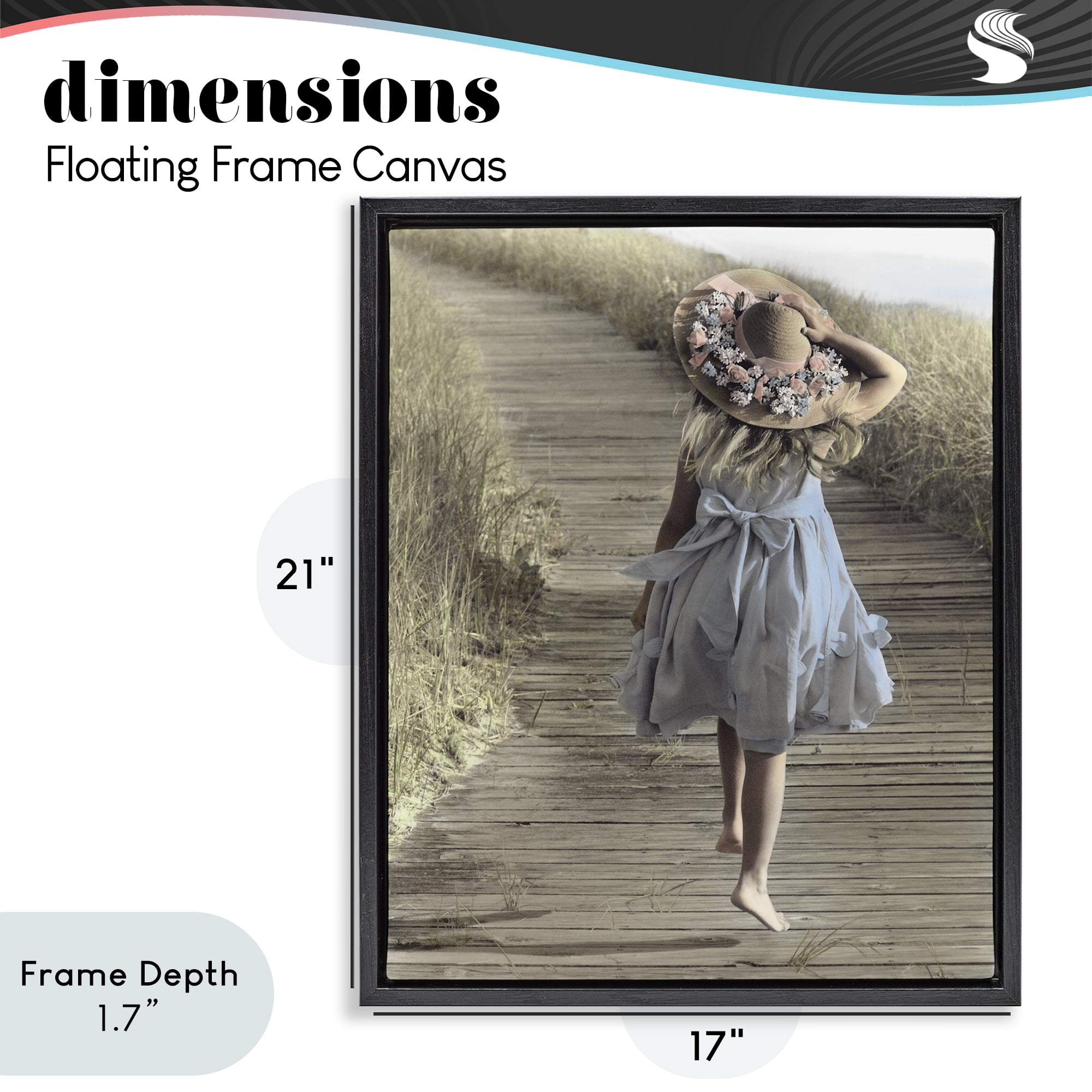 Stupell Industries Girl With Sun Hat Walking Black Framed Floater Canvas Wall Art, design by Kendra Dew