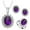 Purple-6, variant on Elegant Crystal Jewelry Set, Wedding Necklace Earrings Ring Set of 4, Prom Party Costume Jewelry Accessory for Women and Brides (Dark Blue-6)