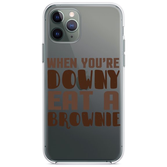 DistinctInk Clear Shockproof Hybrid Case for iPhone 13 Pro MAX (6.7" Screen) - TPU Bumper Acrylic Back Tempered Glass Screen Protector - When You're Downy Eat a Brownie