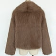 thumbnail image 6 of Nfurl Ladies Fluffy Faux Fur Short Jackets Soft Long Sleeve Lapel Open Front Cropped Coats Causal Outerwear Womens Fall Winter Fashion Coffee S, 6 of 7
