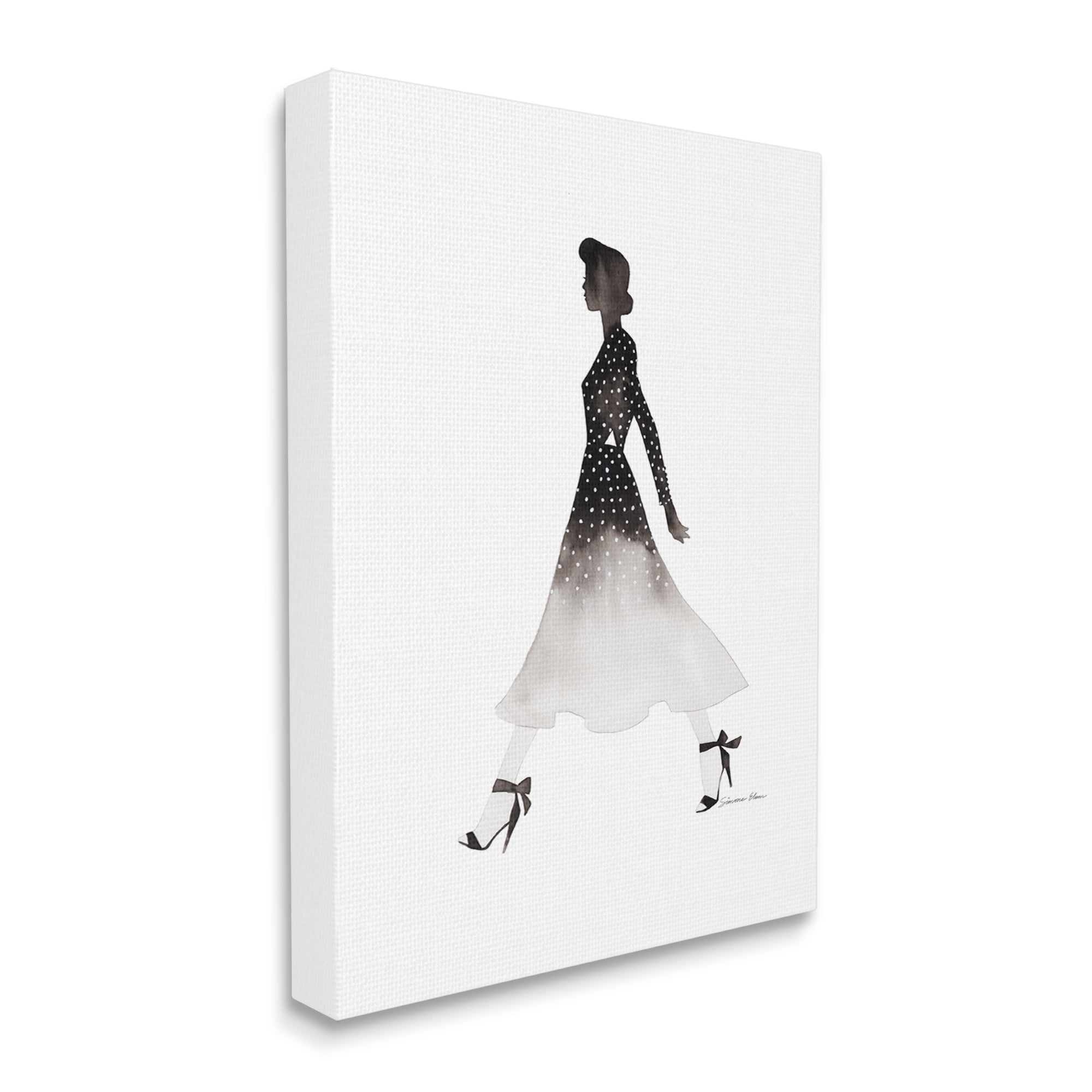 Stupell Industries Girl in Black Dress Beauty & Fashion Painting Gallery Wrapped Canvas Print Wall Art, 16 x 20