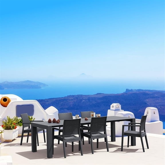 Compamia Ibiza 7 Piece Extendable Patio Dining Set in Dark Gray