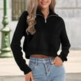 thumbnail image 2 of NMMUED Cropped Sweatshirt, Oversized Crewneck Sweatshirt Women, Womens Fall Tops, Sweatshirt for Women, Going Out Tops for Women, Black L, 2 of 4