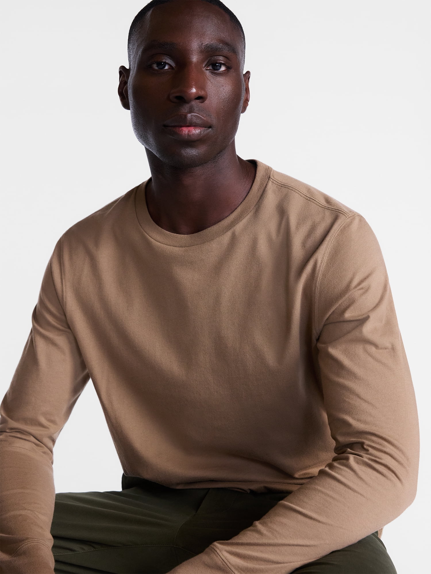 George Men's and Big Men's Cotton Crewneck Tee with Long Sleeves, Sizes XS-3XL, Big 2XB-6XB & Tall MT-4XLT