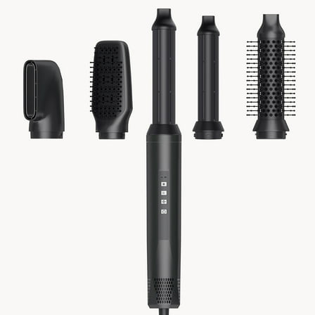 Professional 5-in-1 Salon Blowout Kit, Versatile Hot Air Styler with Auto-Wrapping Curlers, Volumizing Brush & Smoothing Brush for Creating Flawless Hairstyles at Home