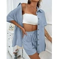 thumbnail image 3 of Yumcute Women Summer Cotton Linen Short Sets 2 Piece Shorts Top Lounge Beach Vacation Two Piece Outfits Tracksuits, 3 of 13