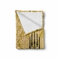 thumbnail image 2 of Damask Soft Flannel Fleece Blanket, English Country House Damask Motif on Wall and Chandelier Silhouettes Renaissance, Cozy Plush for Indoor and Outdoor Use, 50" x 70", Yellow Black, by Ambesonne, 2 of 6