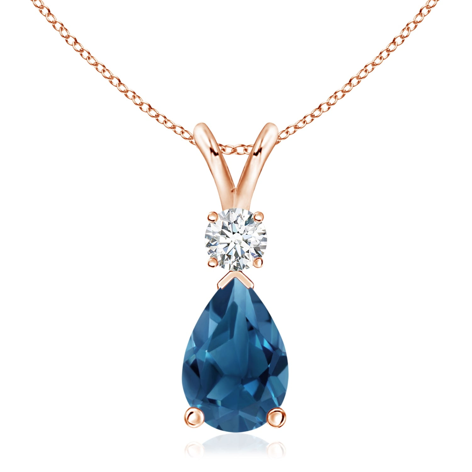 Angara - 3.8 ct. London Blue Topaz Pendant Necklace|12x8mm Pear London