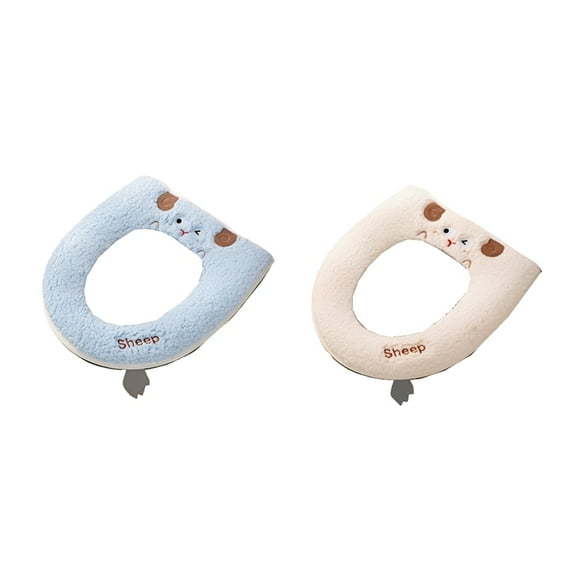 2 * Toilet Cushion-White & Light Blue