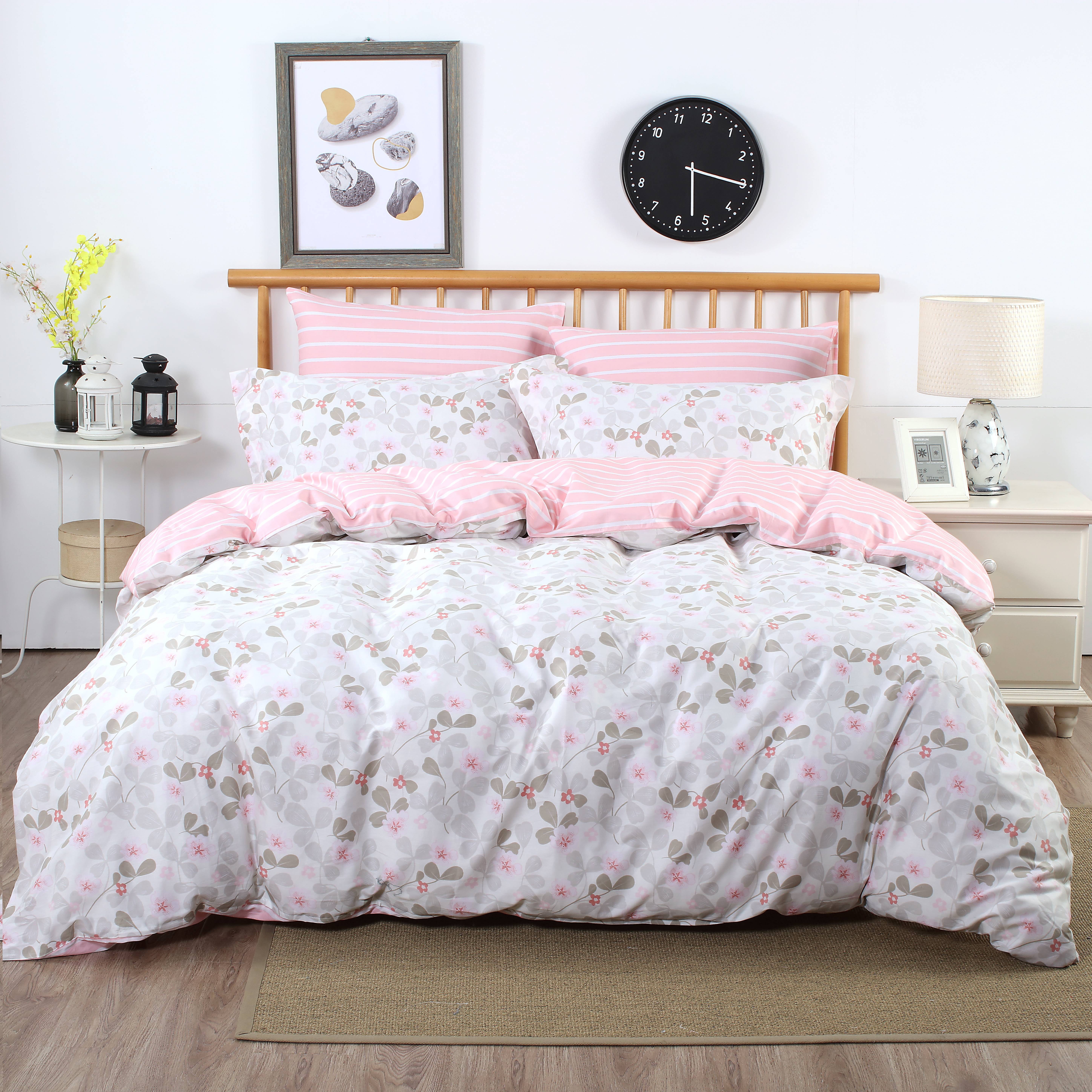 Swanson Beddings Pink Blossom 3-Piece 100% Cotton Bedding Set: Duvet Cover and Two Pillow Shams (King) (Comforter is NOT included)