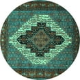 thumbnail image 1 of Ahgly Company Indoor Round Persian Turquoise Blue Traditional Area Rugs, 7' Round, 1 of 4