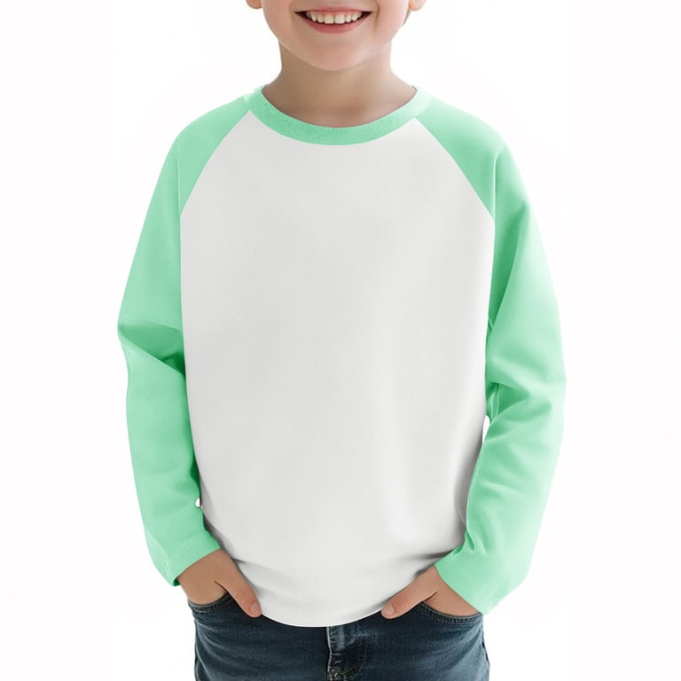 FAIOROI Big Girls Raglan Long Sleeve Shirt - Size 8 T Mint Green 