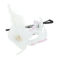 Unique Bargains Halloween Christmas 1 Pc Ostrich Feather Half Face Party Mask for Masquerade Party White
