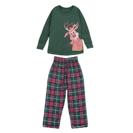 

women Christmas pajamas for family matching outfits son daughter sets soft Green Christmas Parent-child Wear Fashion Lattice Elk Print Family Pajamas Home Service Pare
