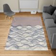 thumbnail image 2 of Ocean Turkish Area Rug, Sea Waves Illustration Features Liquid Ocean Motion Water Tides Image Art, Soft Carpet for Living Room Decor with Distressed Look, 5.2' X 7.6', Dark Warm, by Ambesonne, 2 of 4