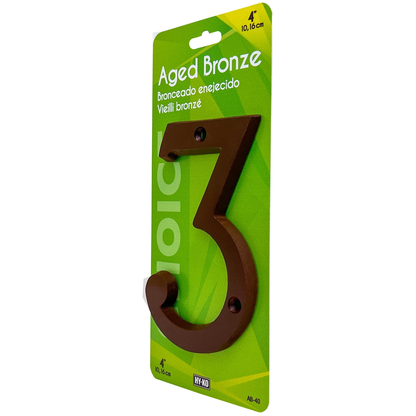 HY-KO 4" Aged Bronze Metal House Number 3
