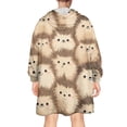 thumbnail image 2 of Cute Hedgehog Pattern Wearable Oversized Blanket,Wearable Blanket Hoodie for Adults,Cozy Hooded Blankets with Super Pockets,Super Warm Fuzzy Pullover for Women & Men, 2 of 6