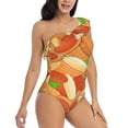 thumbnail image 3 of Uemuo Peanuts1 Print Women's One Piece Swimsuit Asymmetrical Neck Bathing Suit One Shoulder Side Cutout Ruffle Swimwear-XX-Large, 3 of 6