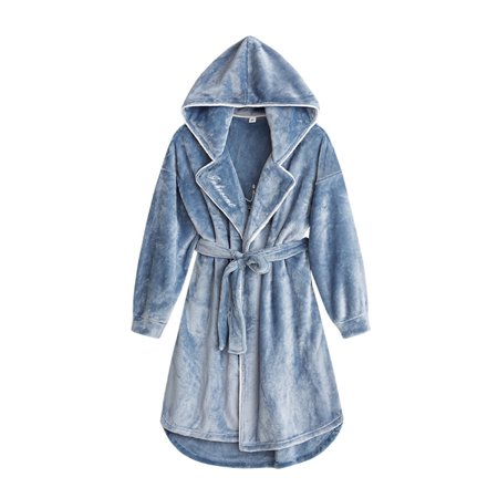 

Odeerbi Clearance Men Robes Flannel Bathrobe Thickened Coral Velvet Nightgown Long Home Clothes Pajamas Blue