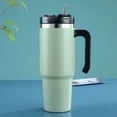 thumbnail image 1 of Taza de café portátil con pajita, botella de agua, 30oz, con asa (verde), 1 of 7