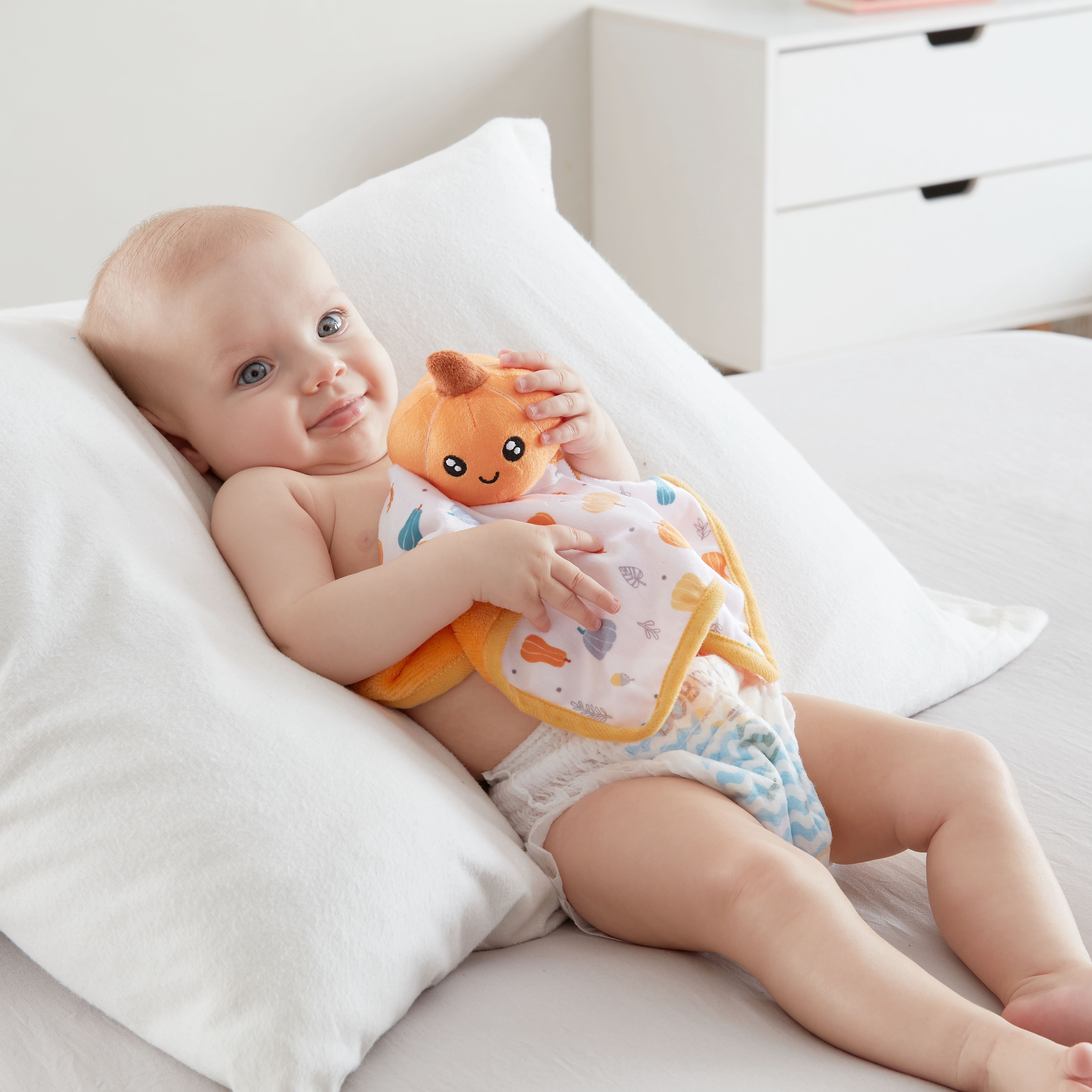 Parent's Choice Pumpkin Lovey Security Blanket, 12" x 12", White