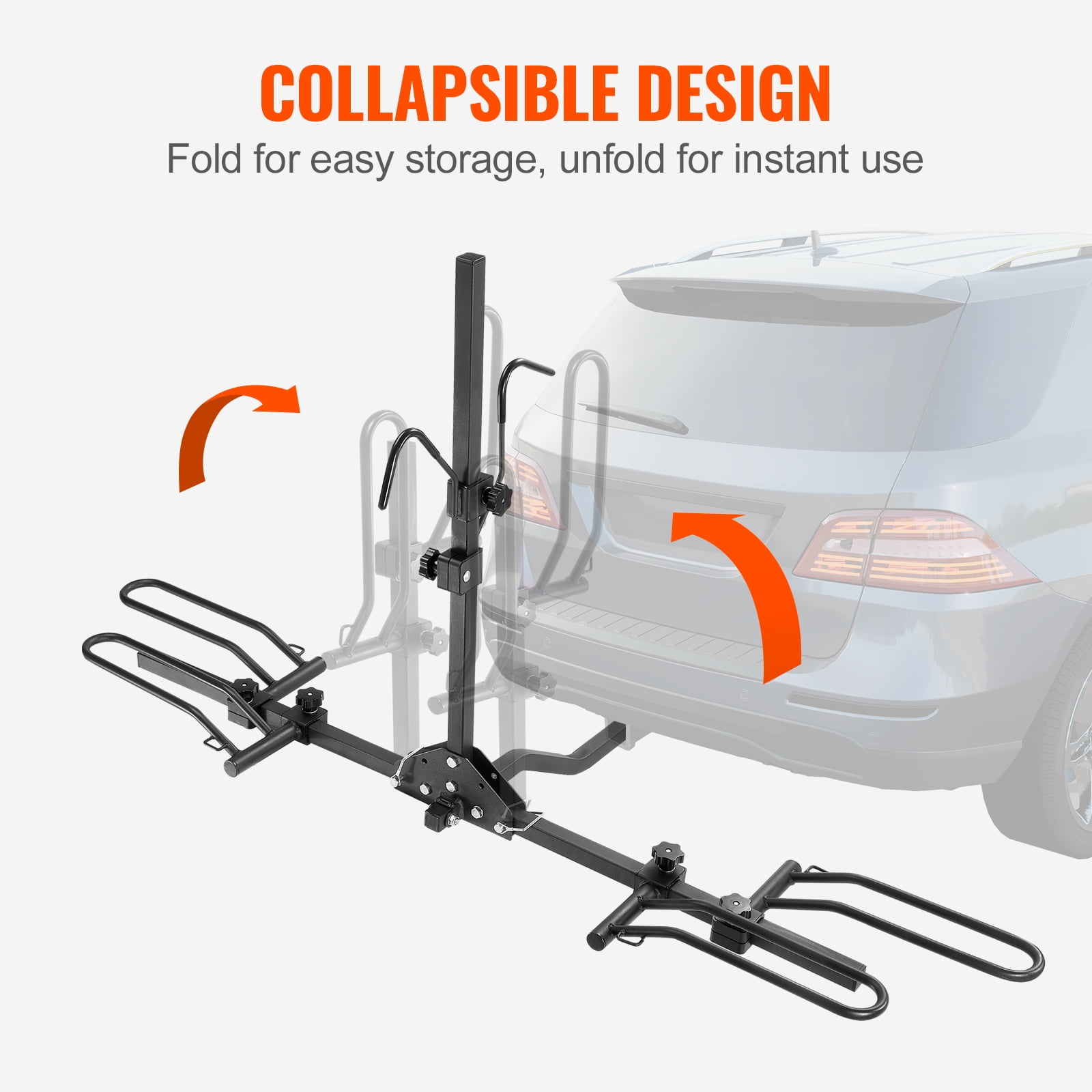 VEVOR Hitch Mount Folding Carrier 2 Bike Rack 80 lbs, Steel Multicolor, 32.1 x 54.5 x 39.2 inch