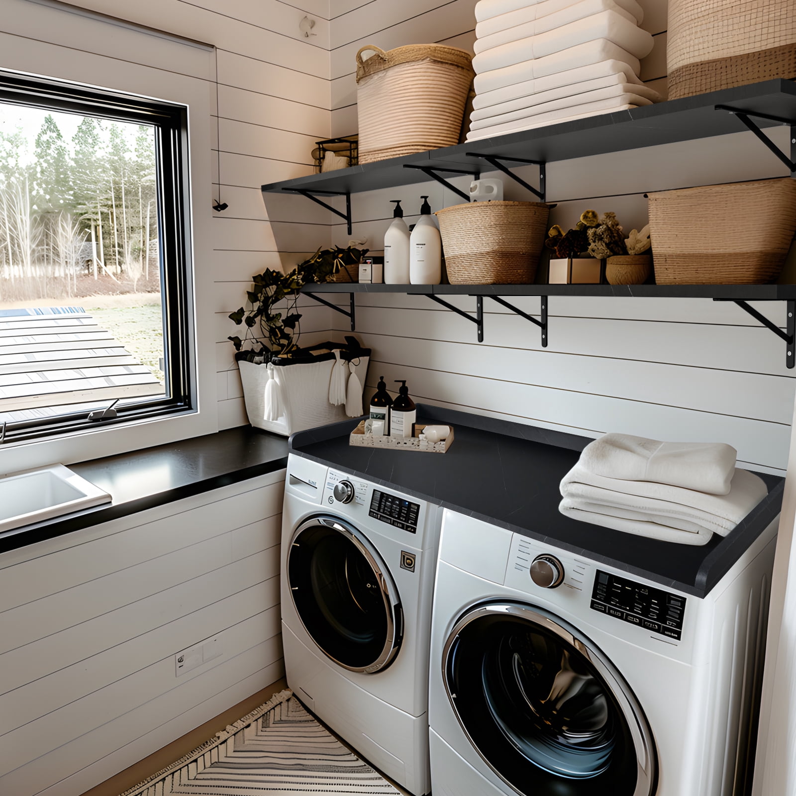 Kaboon Washer Dryer Countertop with Edge Rails, 27.5" x 54", Cloud Atlas