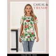 thumbnail image 4 of Nlife Women Floral Print Top Short Sleeve Tunic Boho Blouse Casual Summer Shirts, 4 of 9