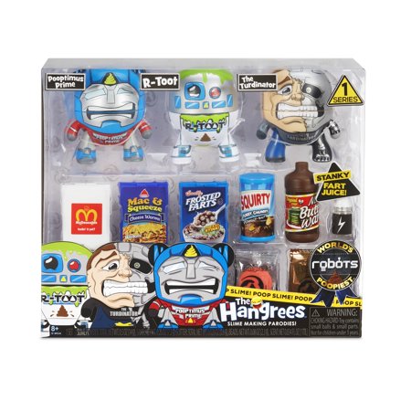 The Hangrees Worlds Poopiest Robots Collectible Parody Figures 3-Pack with Slime  Great Gift for Children Ages 6  7  8+