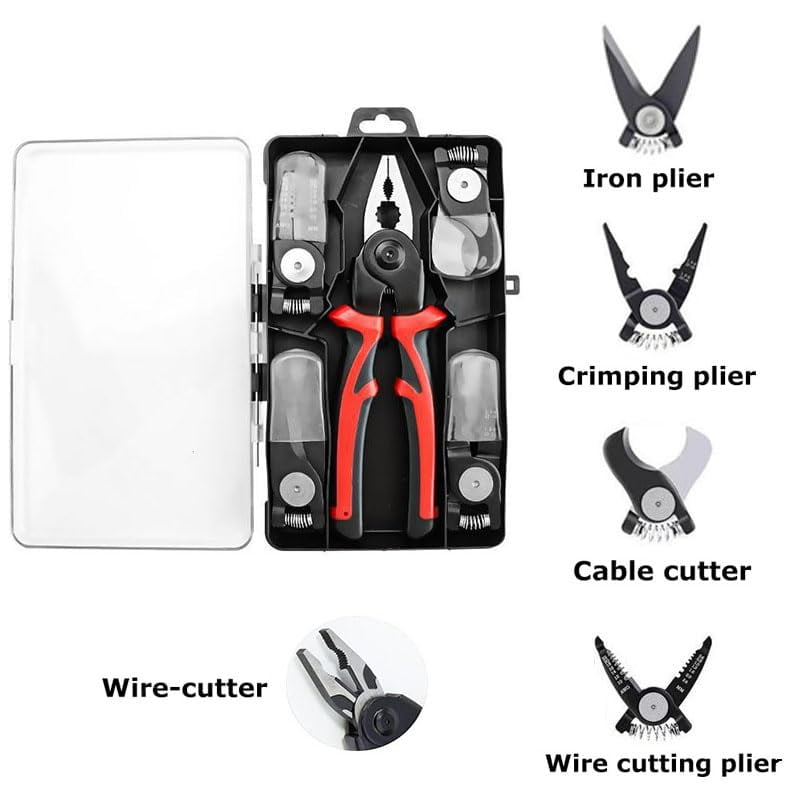 5 In 1 Multifunctional Pliers Set, Includes Cable shear, Stripping pliers, Wire-cutter, crimping pliers, lron sheet scissors