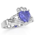 thumbnail image 2 of Claddagh Tanzanite Ring In Solid 14k White Gold, 2 of 6