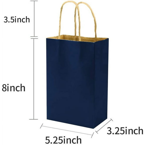 100 Pack Multicolor Kraft Paper Gift Bags with Handles, 5.25x3.25x8 Inch, -Friendly Party Favors for Retail, Wedding, Shopping