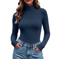 thumbnail image 3 of Diufon Womens Turtleneck Tops Long Sleeve Slim Fitted Soft Brushed Thermal Shirts Stretchy Going Out Layering Clothes, 3 of 9