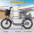 thumbnail image 3 of HOTEEL Max Electric Bike for Adults with 819W Peak Motor, 30Miles 20MPH Commuting Electric Scooter with Adjustable Seat & Carry Basket, 20" Tires, Gray, 3 of 7