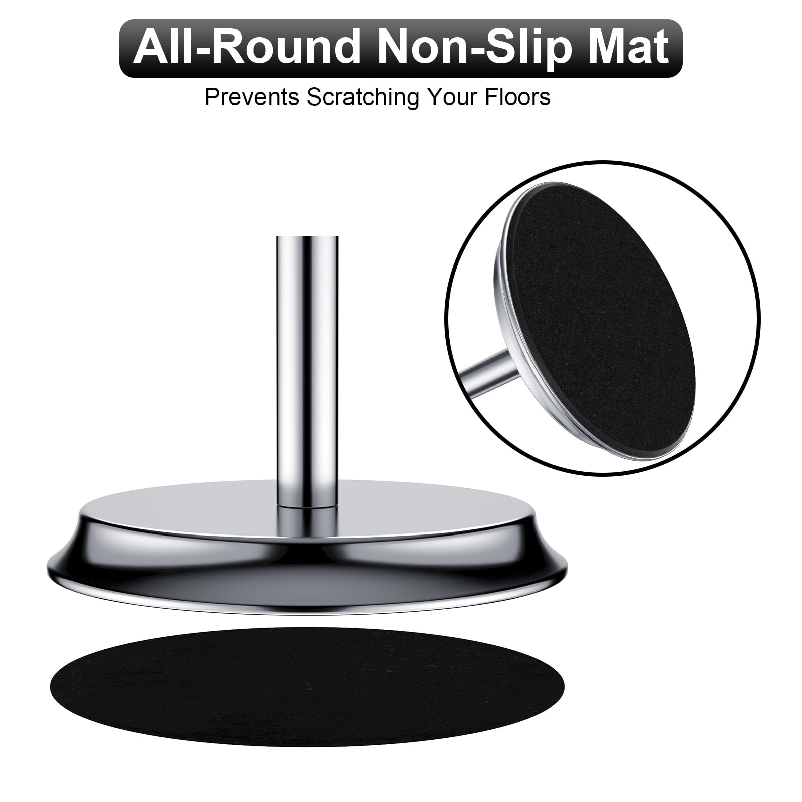 KASUNTO Freestanding Metal Toilet Paper Holder with Anti-Rust Treatment and Hook (Poilshed Chrome)