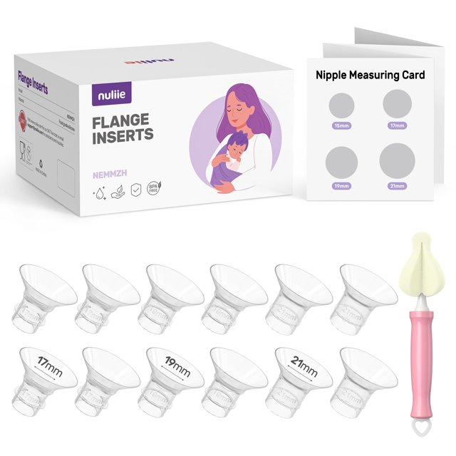 Insertos de brida para extractor de leche portátiles Nuliie 17/19/21 mm, 12 unidades