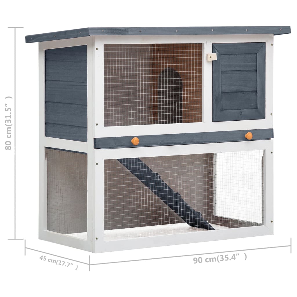 vidaXL Rabbit Hutch Bunny Cage House with Pull Out Tray Ramp Solid Pine Wood
