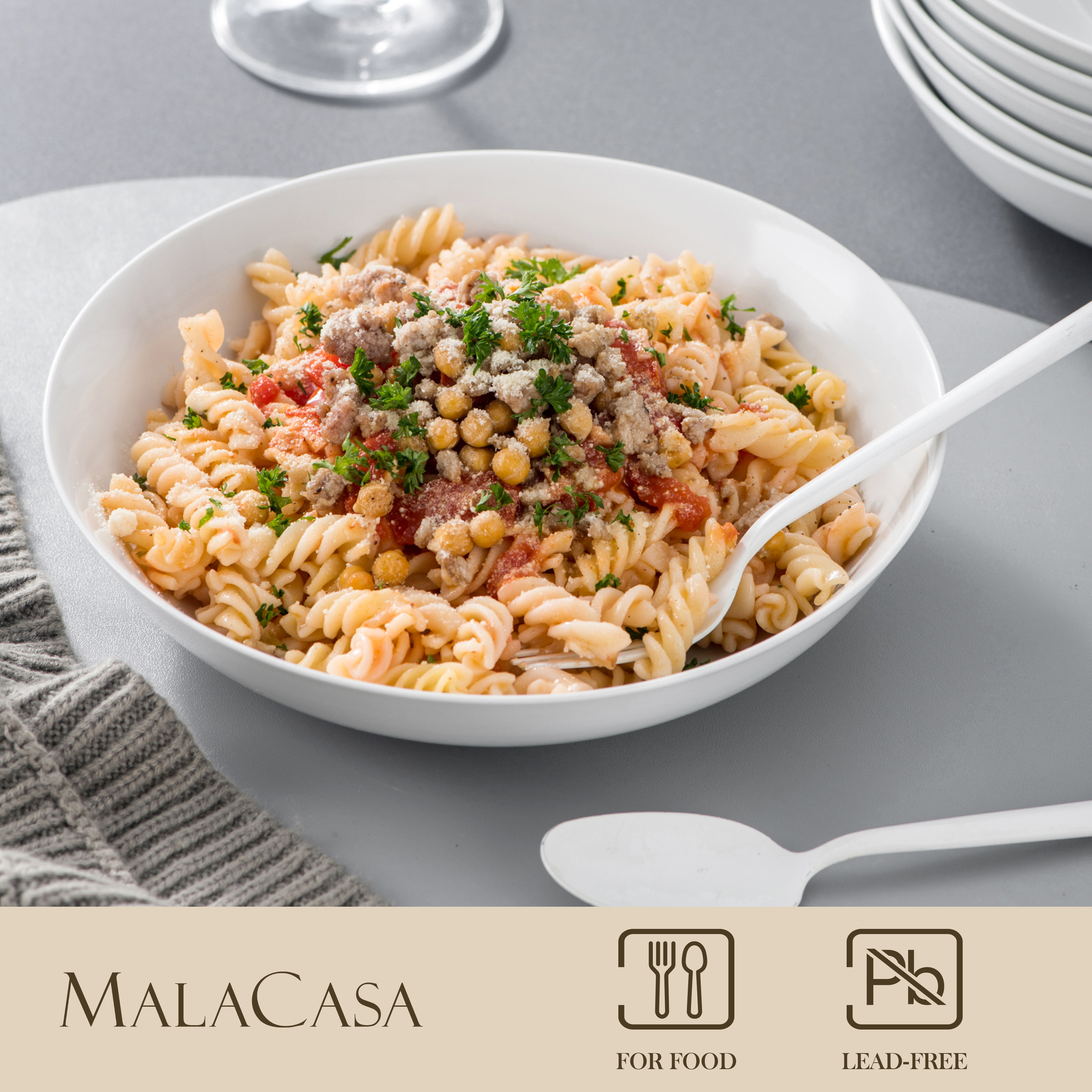 6-Piece Porcelain Pasta Bowls Set - Thumbnail 4