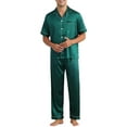 thumbnail image 2 of INSPIRE CHIC Satin Pajamas Set for Men's 2 Pieces Sleepwear Sleepshirt Sleep Pants Casual Loungwear, 2 of 6