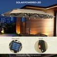 thumbnail image 3 of Outsunny Double-Sided Patio Umbrella with Solar Lights, Base, Tilt, Coffee, 3 of 9