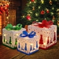 thumbnail image 2 of Set of 3 Lighted Nesting Gift Boxes - 60 LED Light Up Present Boxes with Metal Frame, UL Plug, Reindeer & Snowflake Design for Xmas Tree Indoor Outdoor Holiday Decor, 2 of 6