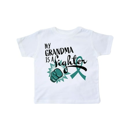 

Inktastic Ovarian Cancer Awareness My Grandma is a Fighter Gift Toddler Boy or Toddler Girl T-Shirt
